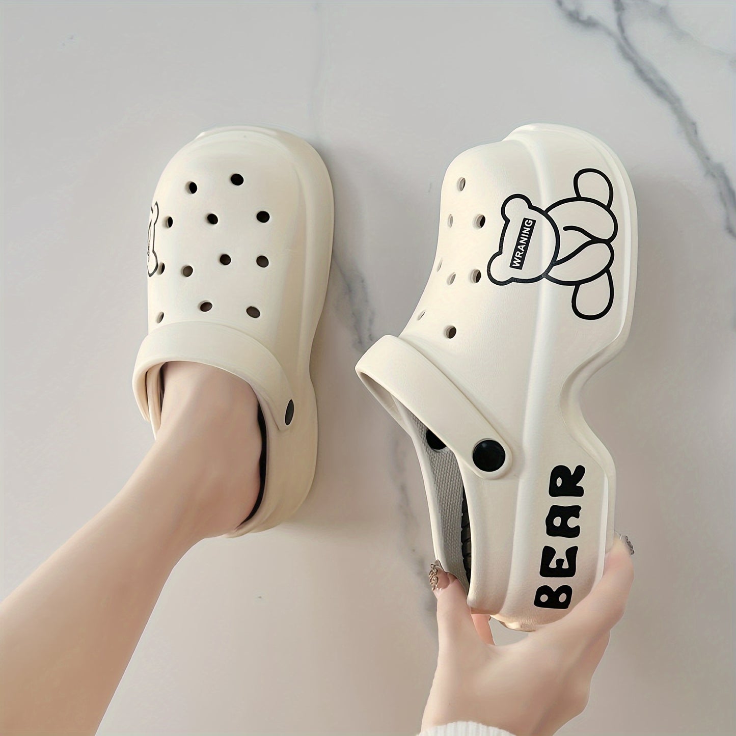 Women's Cute Bear Cartoon Platform Clogs