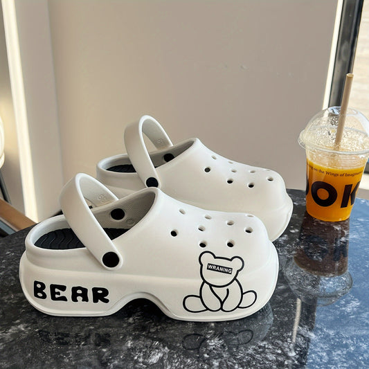 Women's Cute Bear Cartoon Platform Clogs