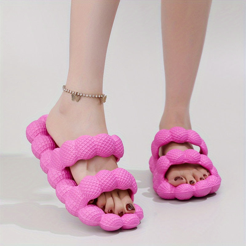 Women's Double Strap Massage Bubble Slides