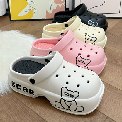 Women's Cute Bear Cartoon Platform Clogs