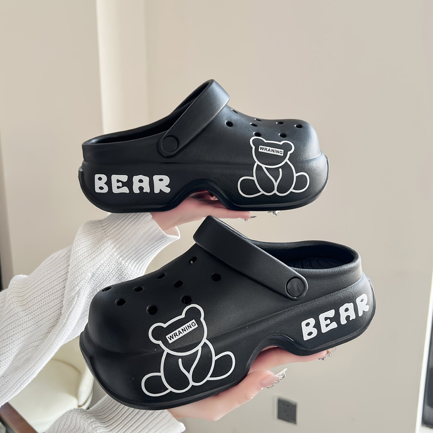 Women's Cute Bear Cartoon Platform Clogs