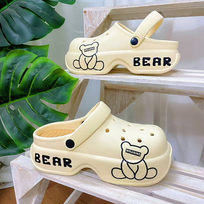 Women's Cute Bear Cartoon Platform Clogs