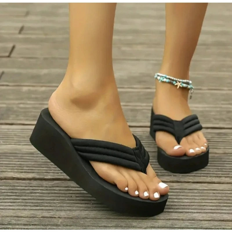 Outer Wear Flip Flops Wedge Heel Thick Sole