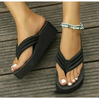 Outer Wear Flip Flops Wedge Heel Thick Sole