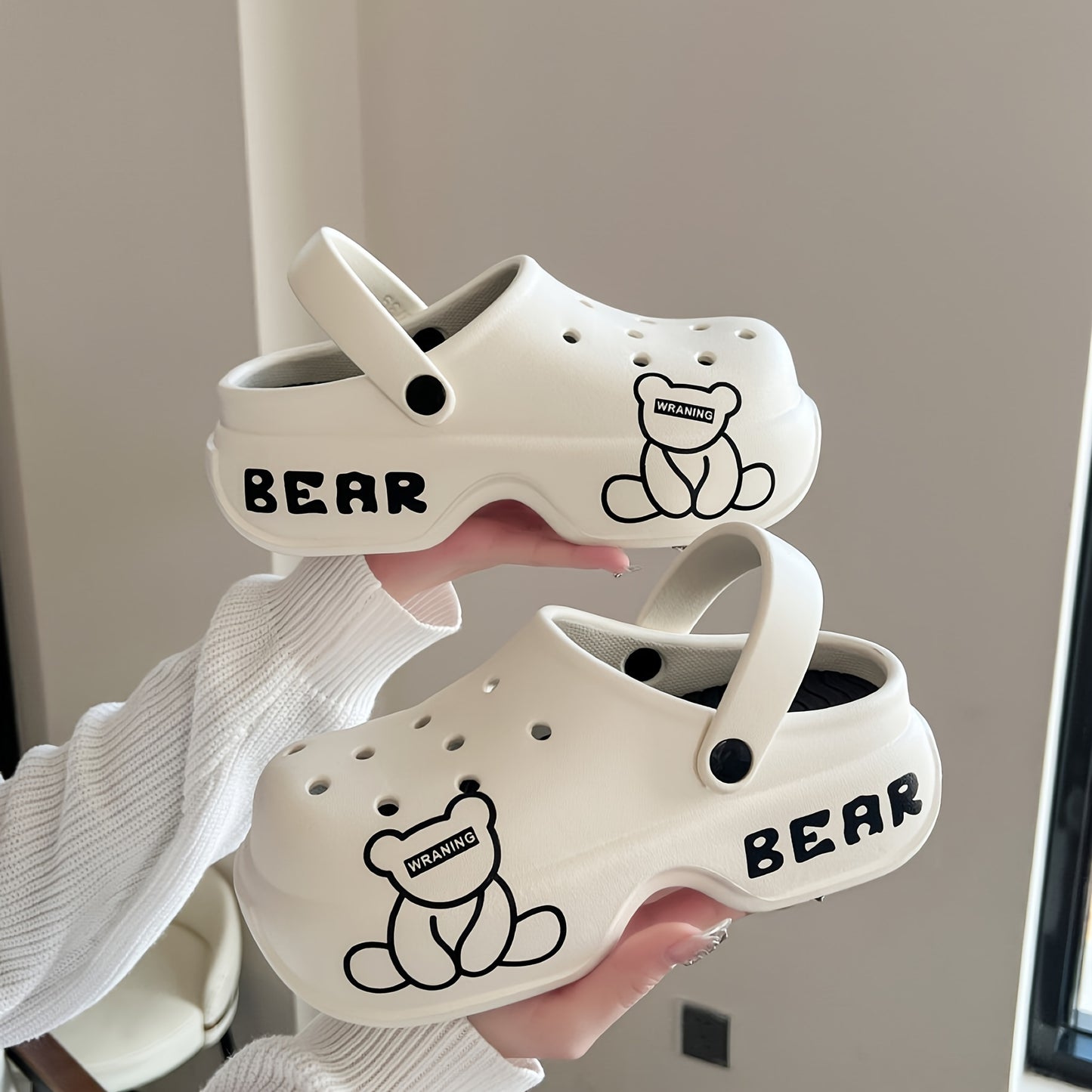 Women's Cute Bear Cartoon Platform Clogs