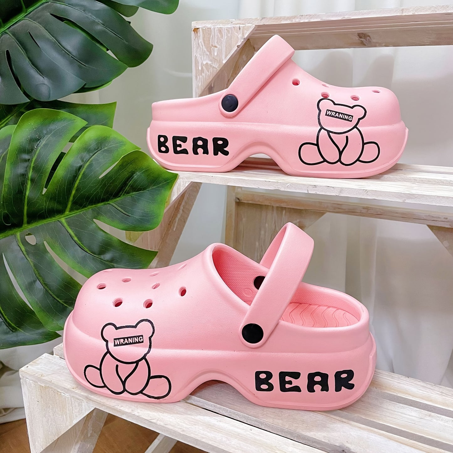 Women's Cute Bear Cartoon Platform Clogs