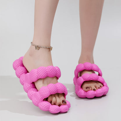 Women's Double Strap Massage Bubble Slides